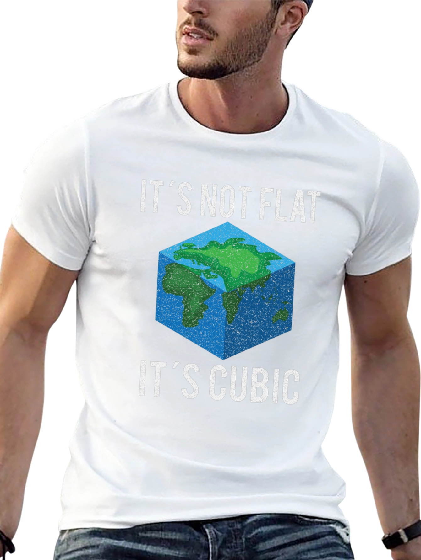 Cubic Earth Graphic Tee - Funny Flat Earth Alternative