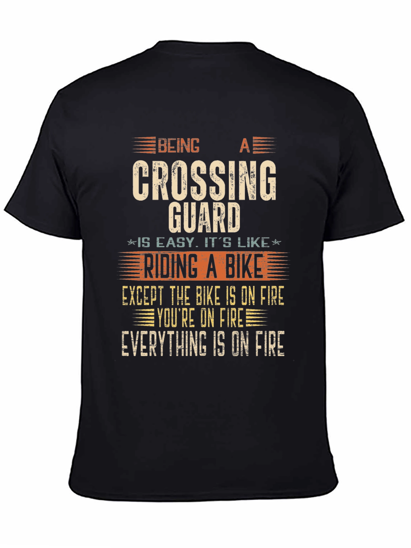 Funny Crossing Guard T-Shirt - On Fire Bike