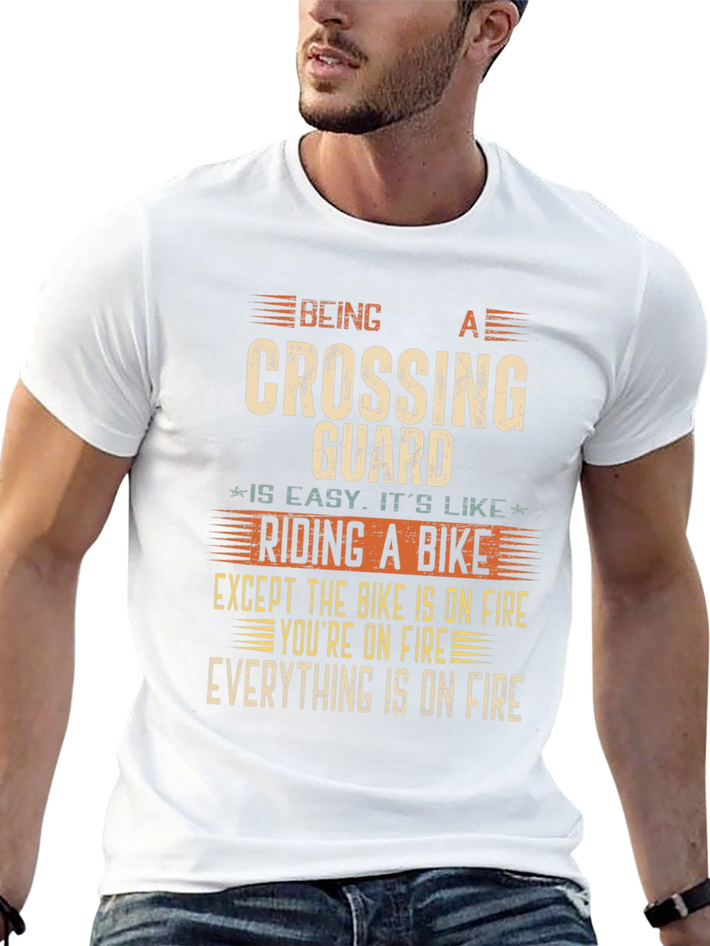 Funny Crossing Guard T-Shirt - On Fire Bike