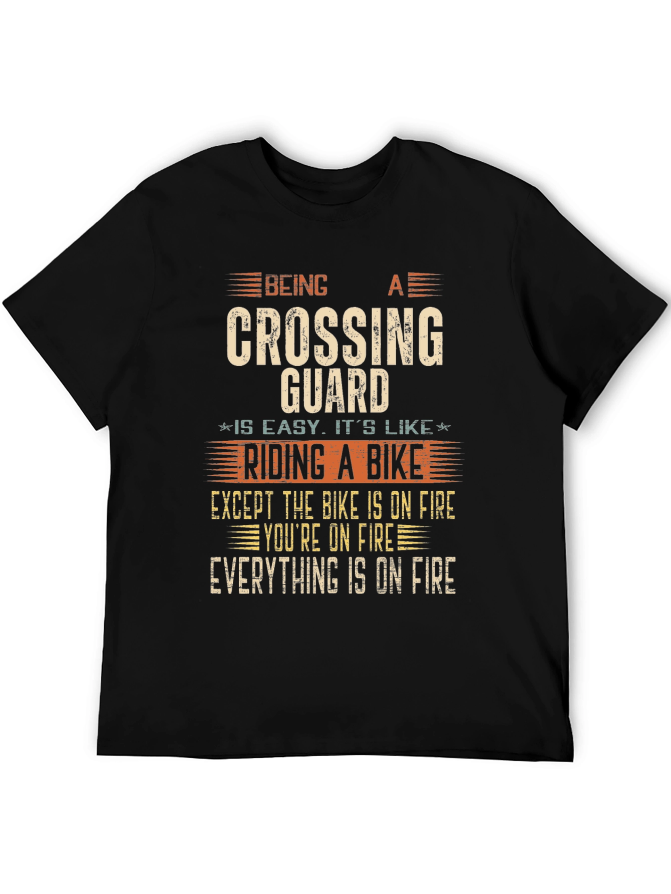 Funny Crossing Guard T-Shirt - On Fire Bike