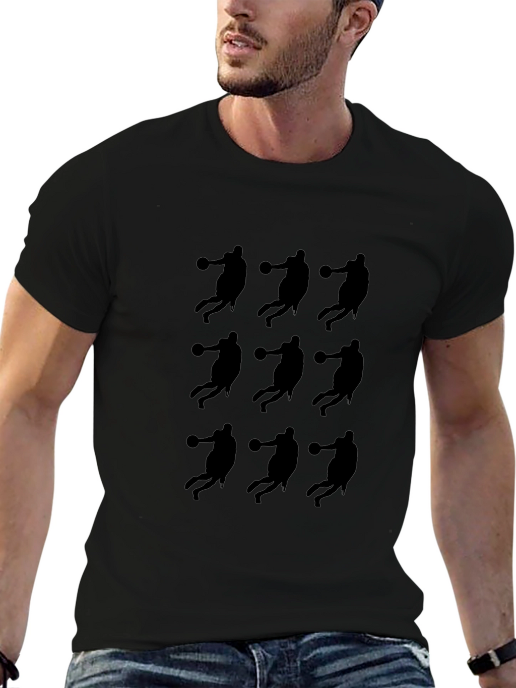 Basketball Silhouette Graphic Tee - Black