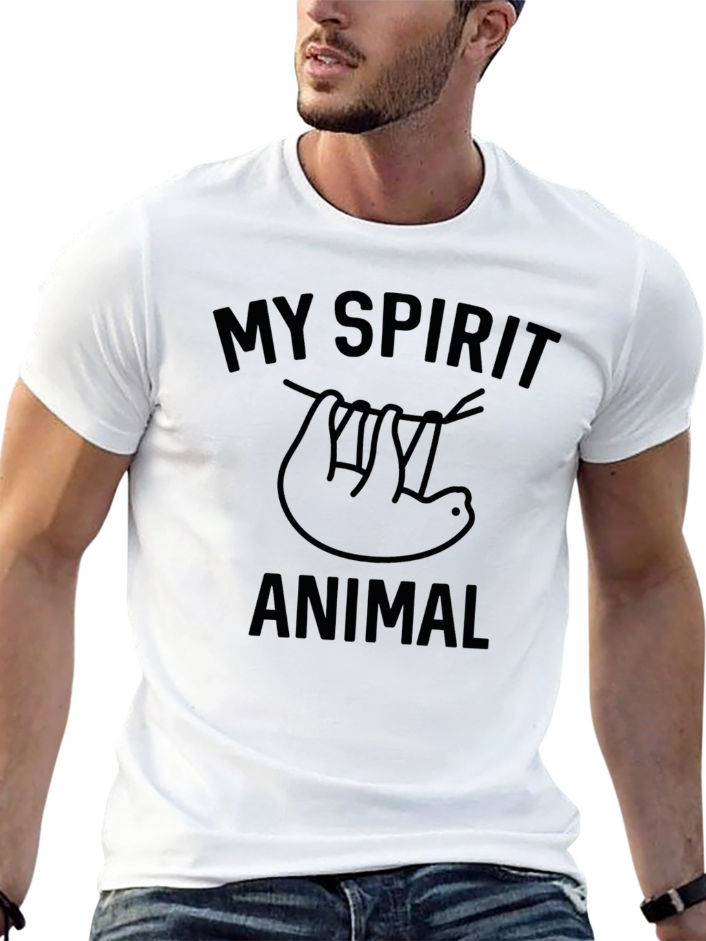My Spirit Animal Sloth Graphic T-Shirt - Black