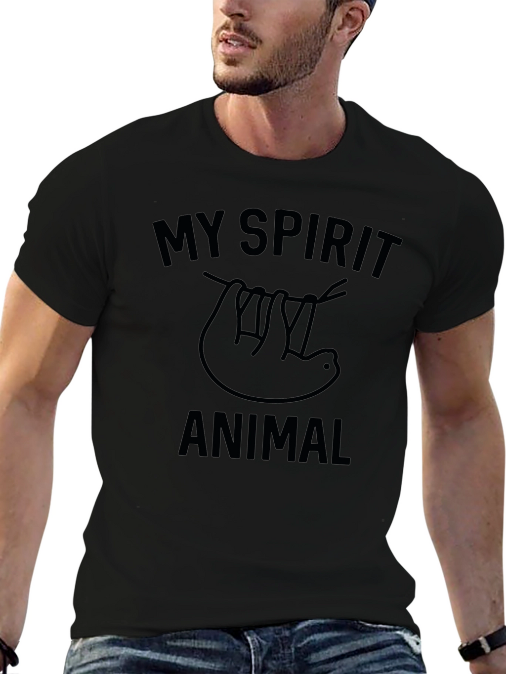My Spirit Animal Sloth Graphic T-Shirt - Black