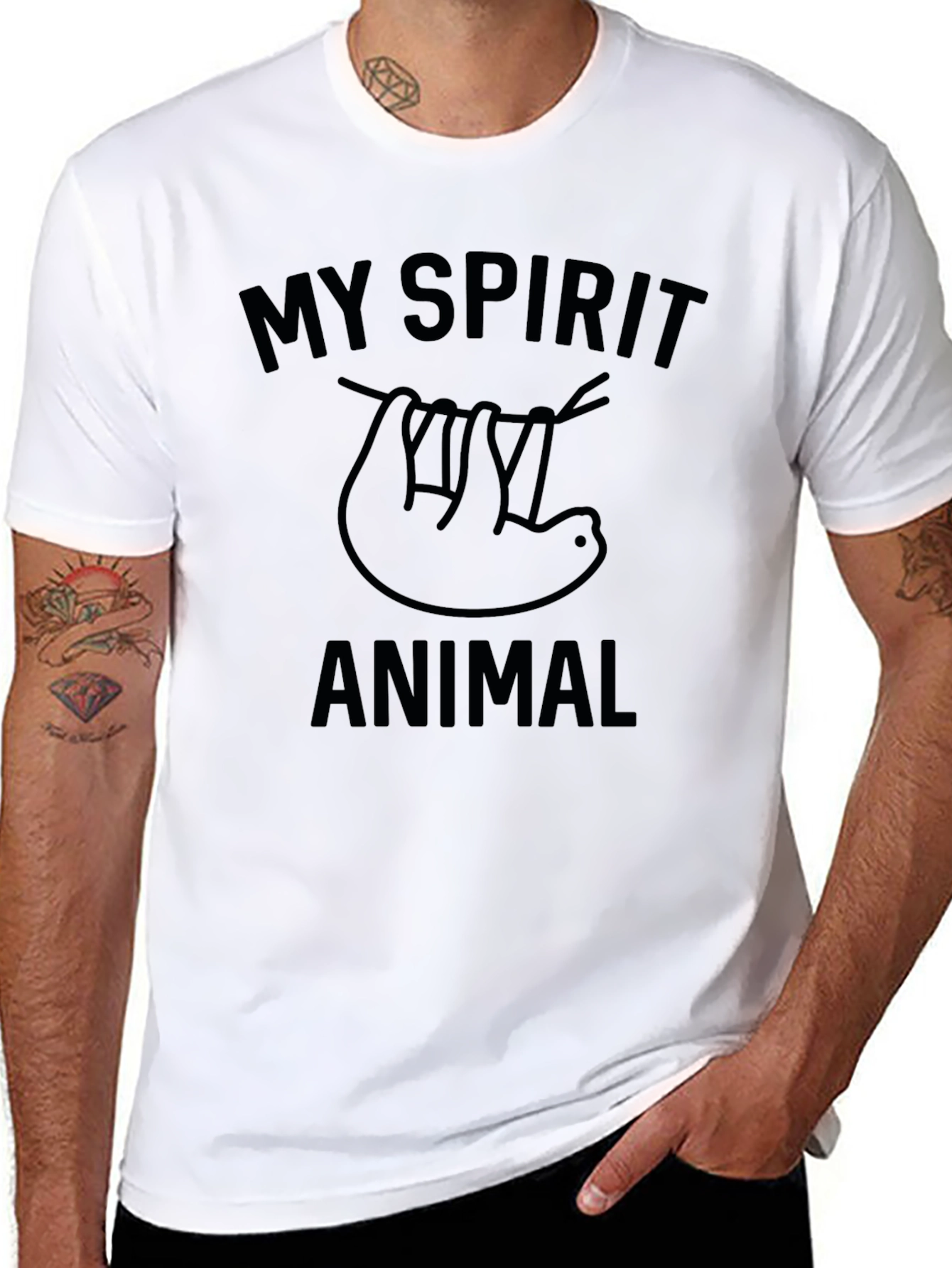 My Spirit Animal Sloth Graphic T-Shirt - Black