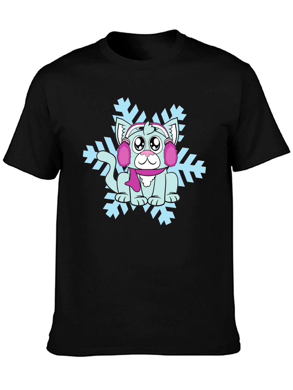 Winter Cat Snowflake Graphic Tee