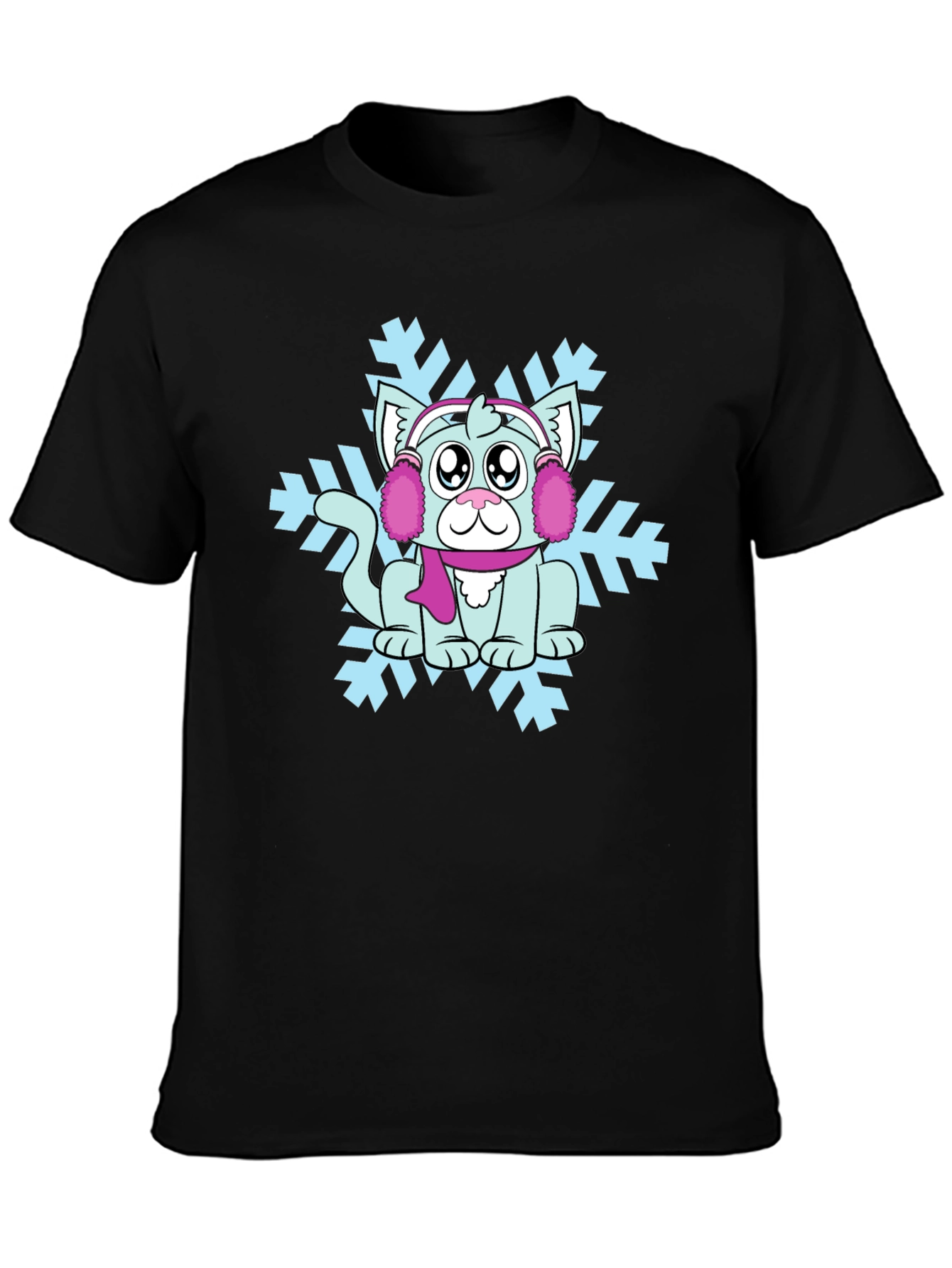 Winter Cat Snowflake Graphic Tee