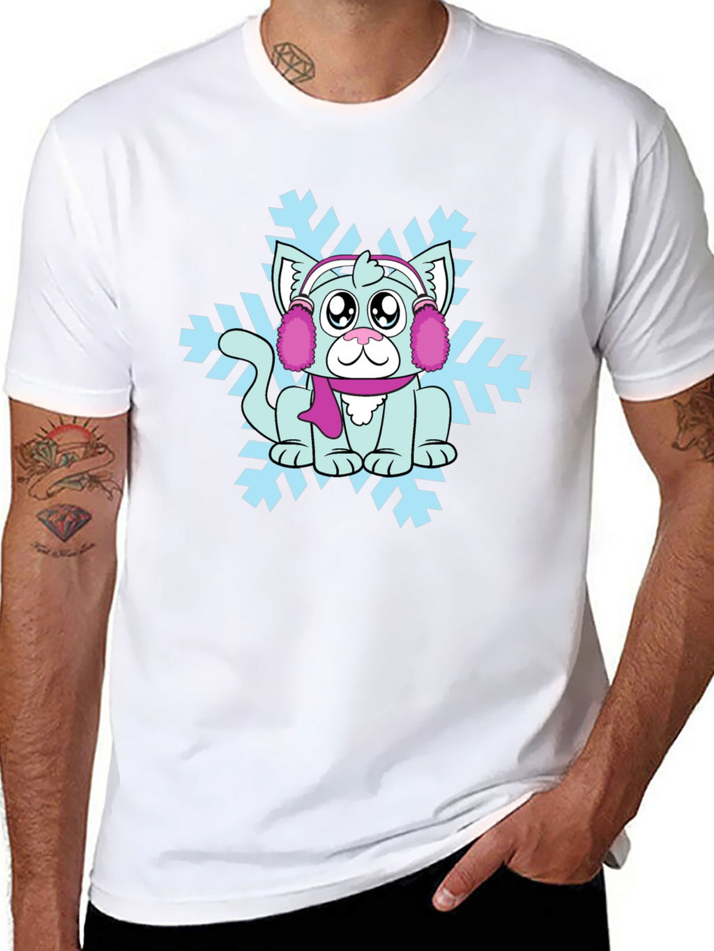 Winter Cat Snowflake Graphic Tee