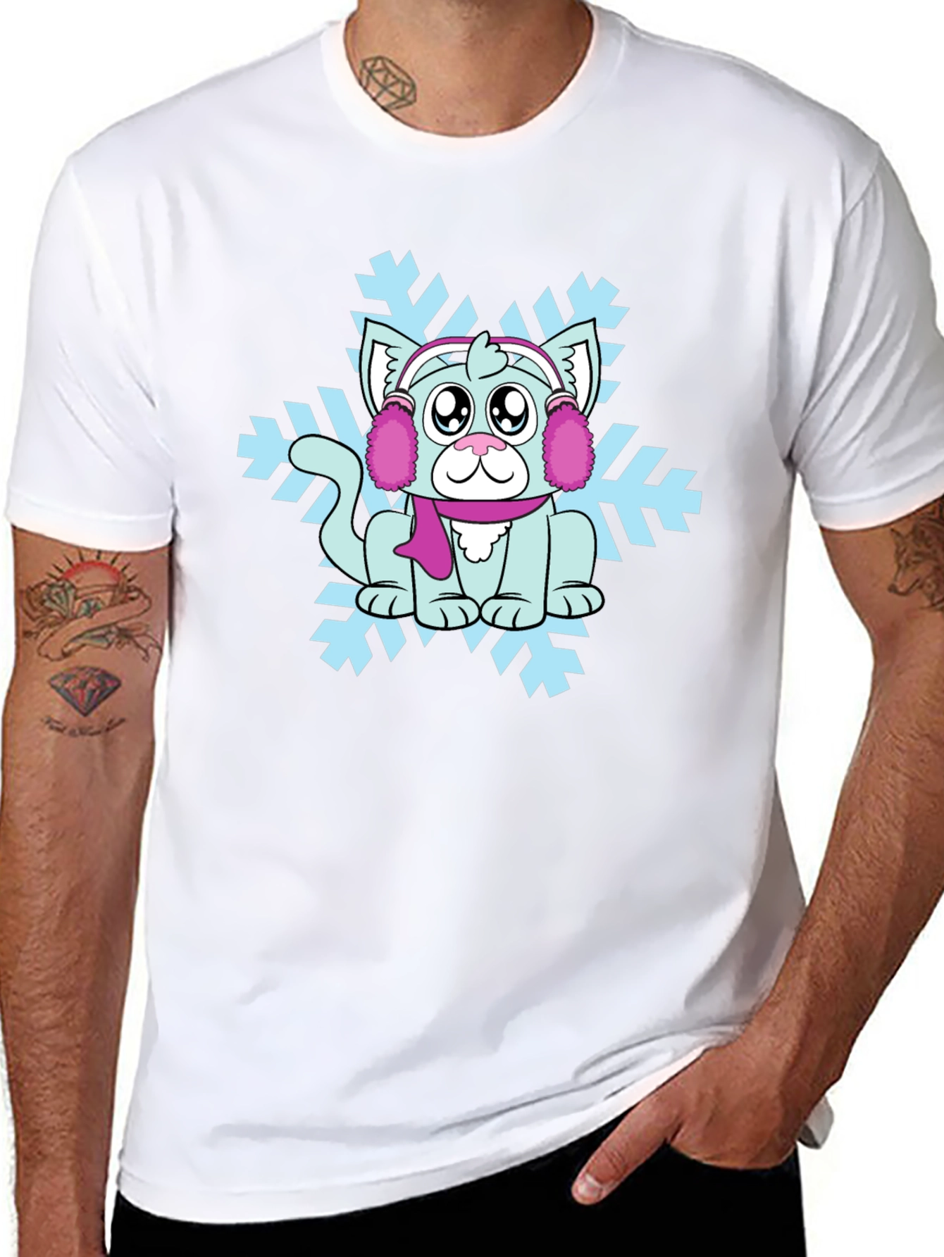 Winter Cat Snowflake Graphic Tee