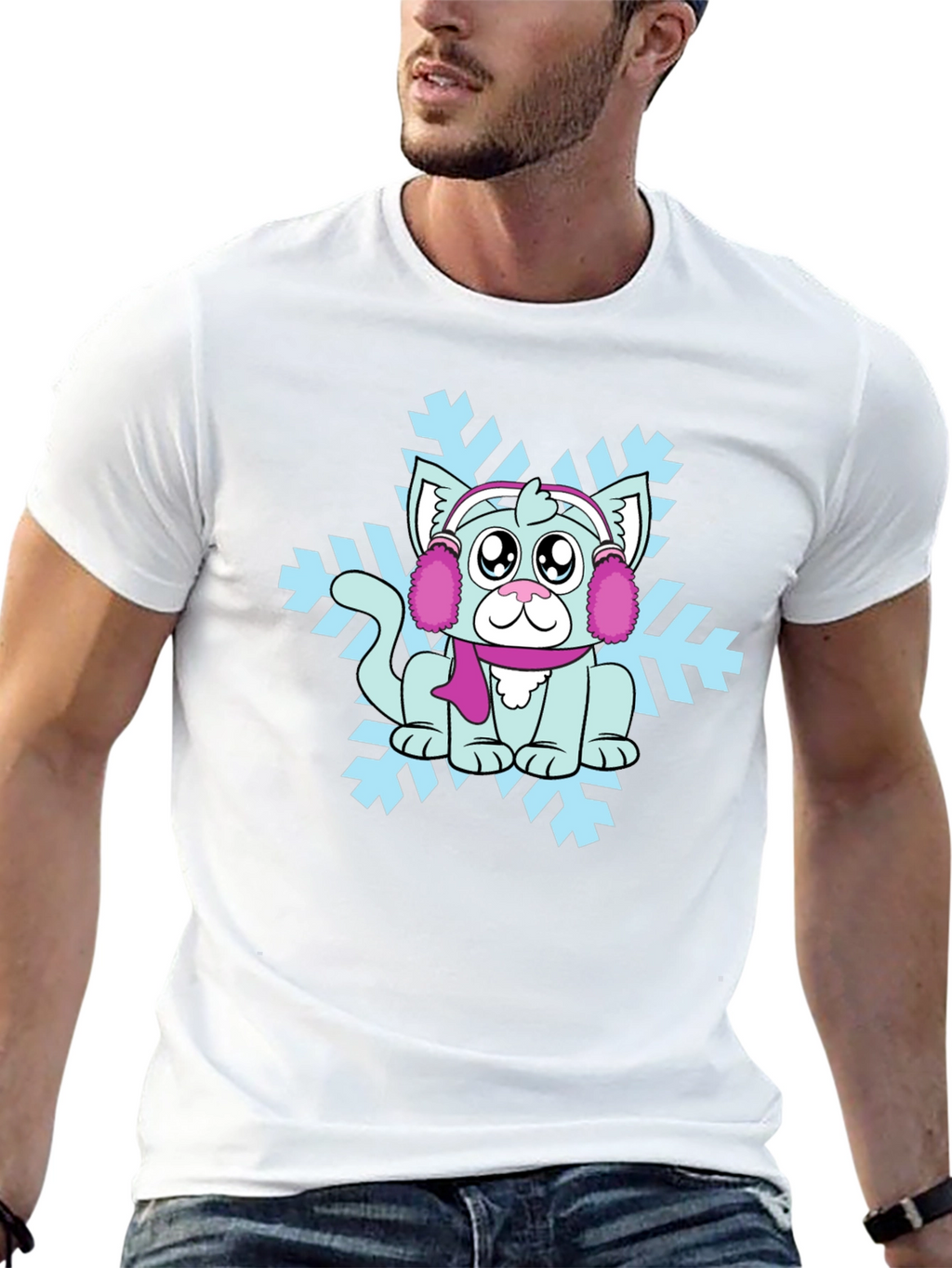 Winter Cat Snowflake Graphic Tee