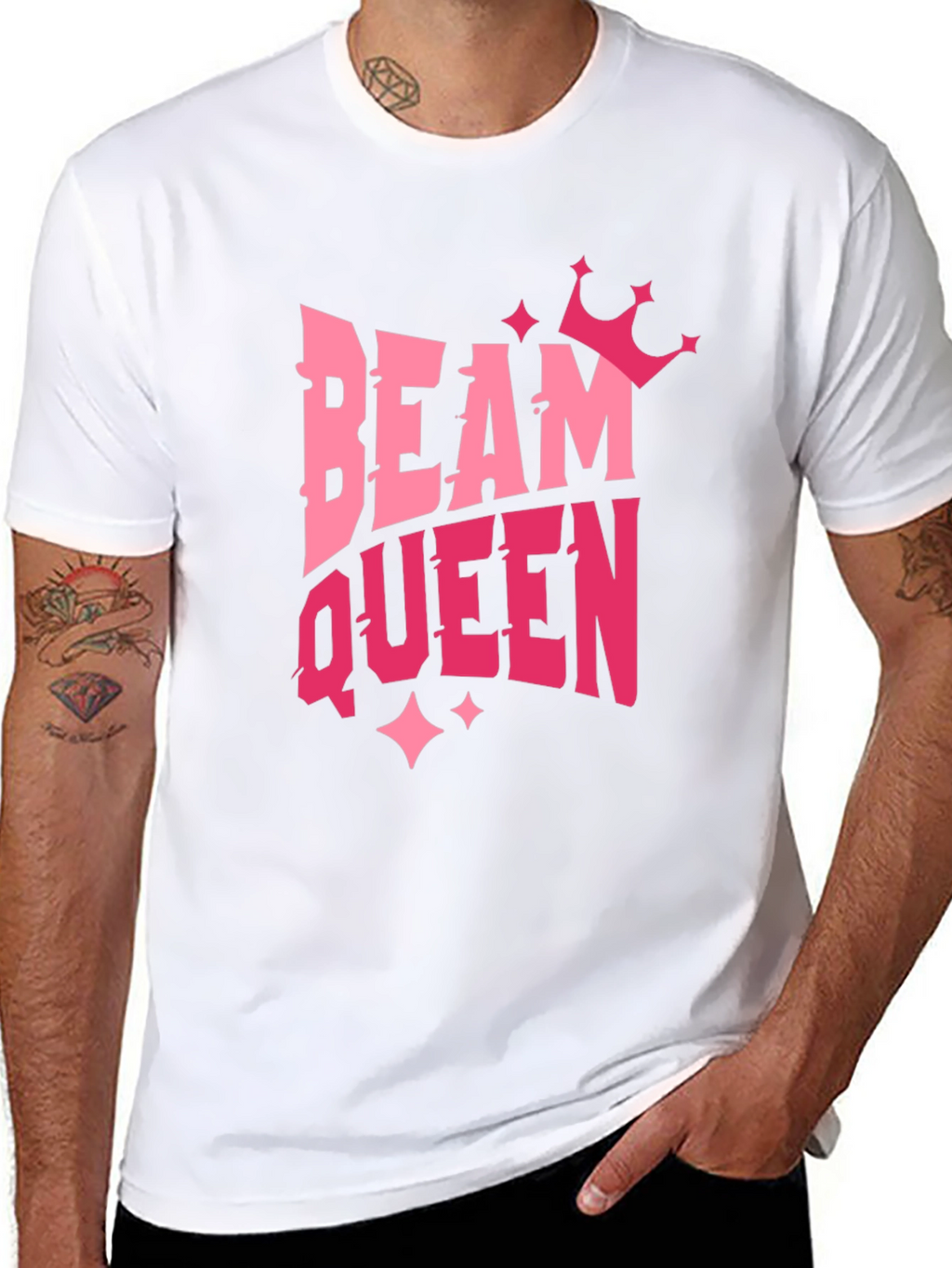 Beam Queen Graphic T-Shirt - Pink Design on Black