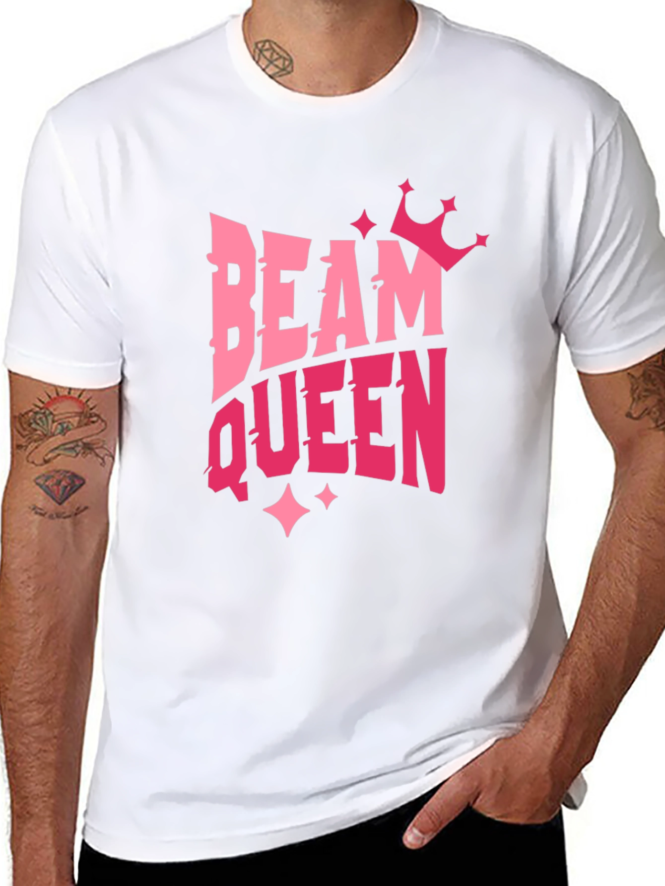 Beam Queen Graphic T-Shirt - Pink Design on Black