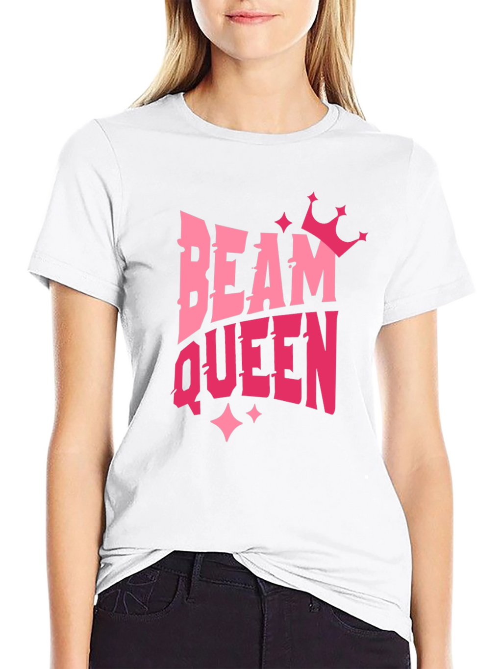 Beam Queen Graphic T-Shirt - Pink Design on Black