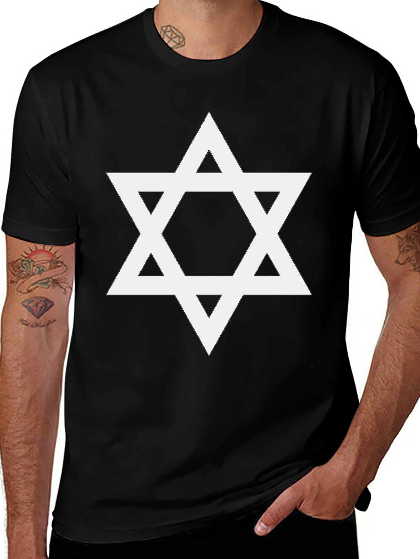 Star of David Graphic Tee - Black Cotton Blend
