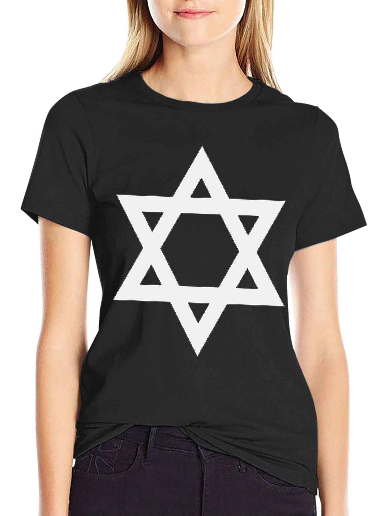 Star of David Graphic Tee - Black Cotton Blend