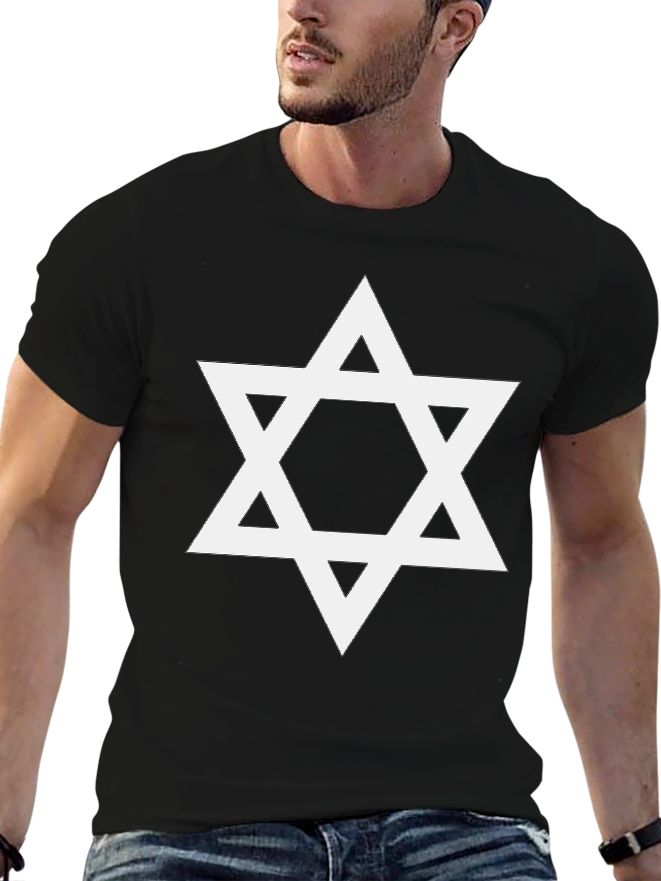 Star of David Graphic Tee - Black Cotton Blend