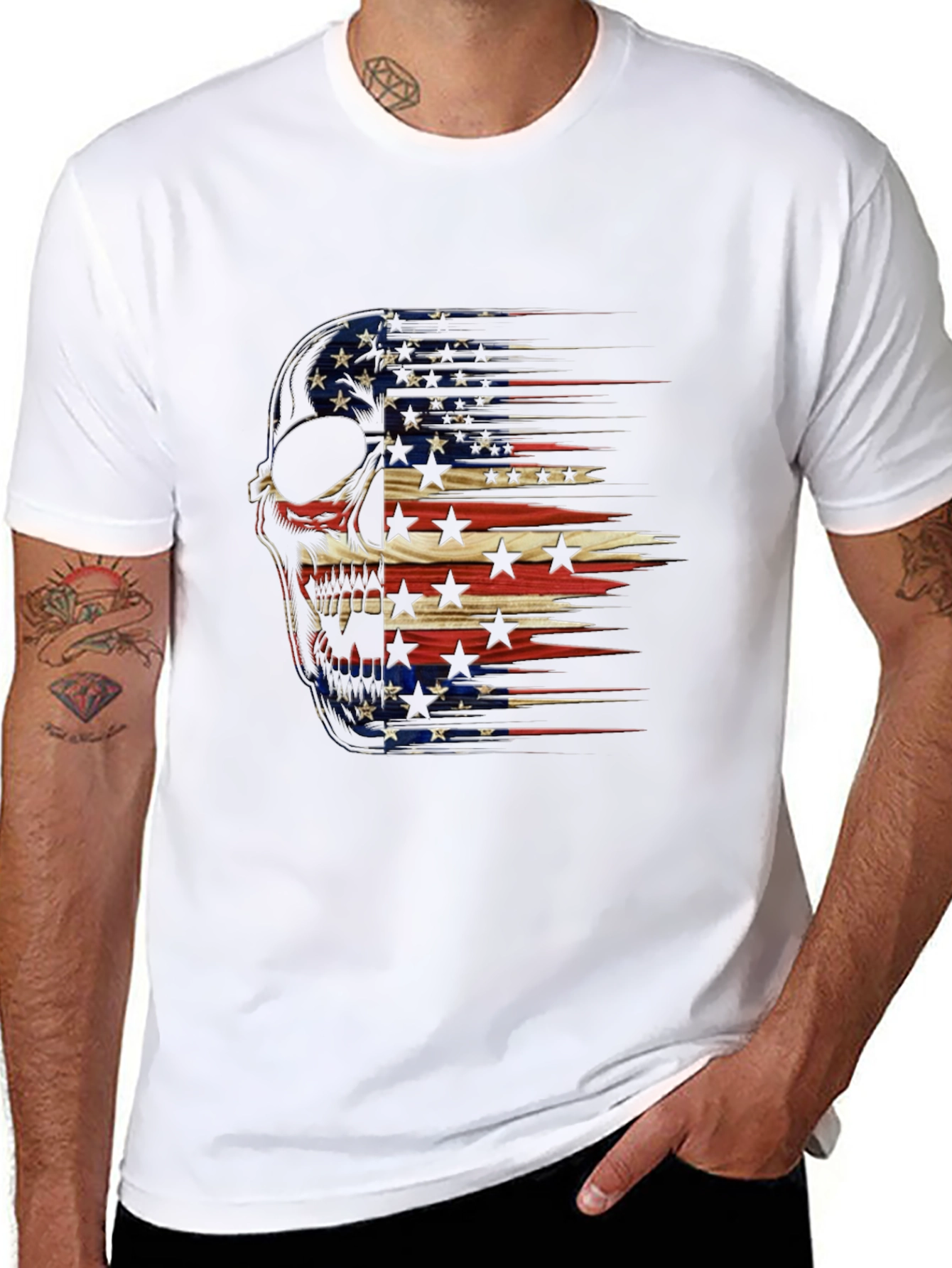 American Flag Skull Graphic T-Shirt