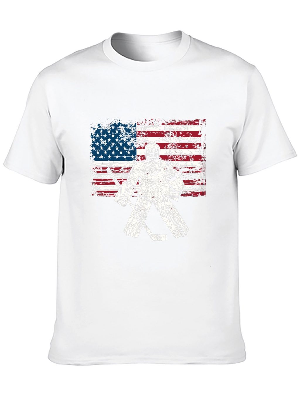 USA Hockey Goalie T-Shirt - Patriotic American Flag Design