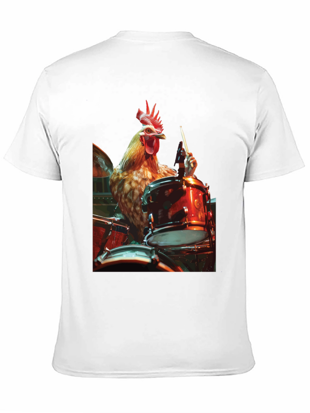 Chicken Drummer T-Shirt - Black Graphic Tee
