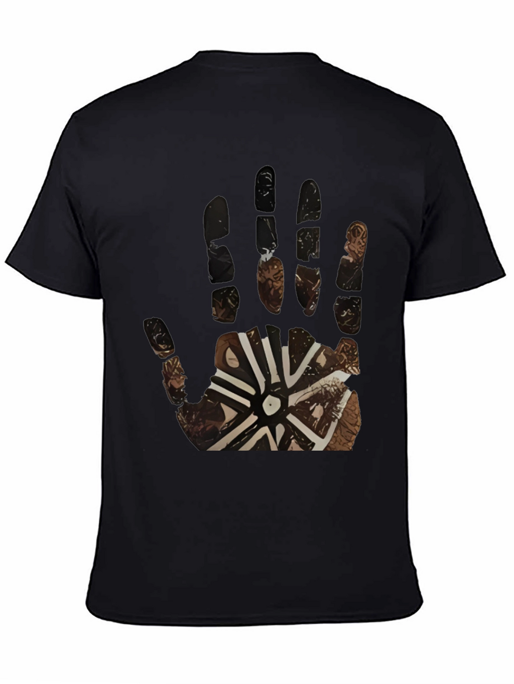 Tribal Hand Print Black Tee