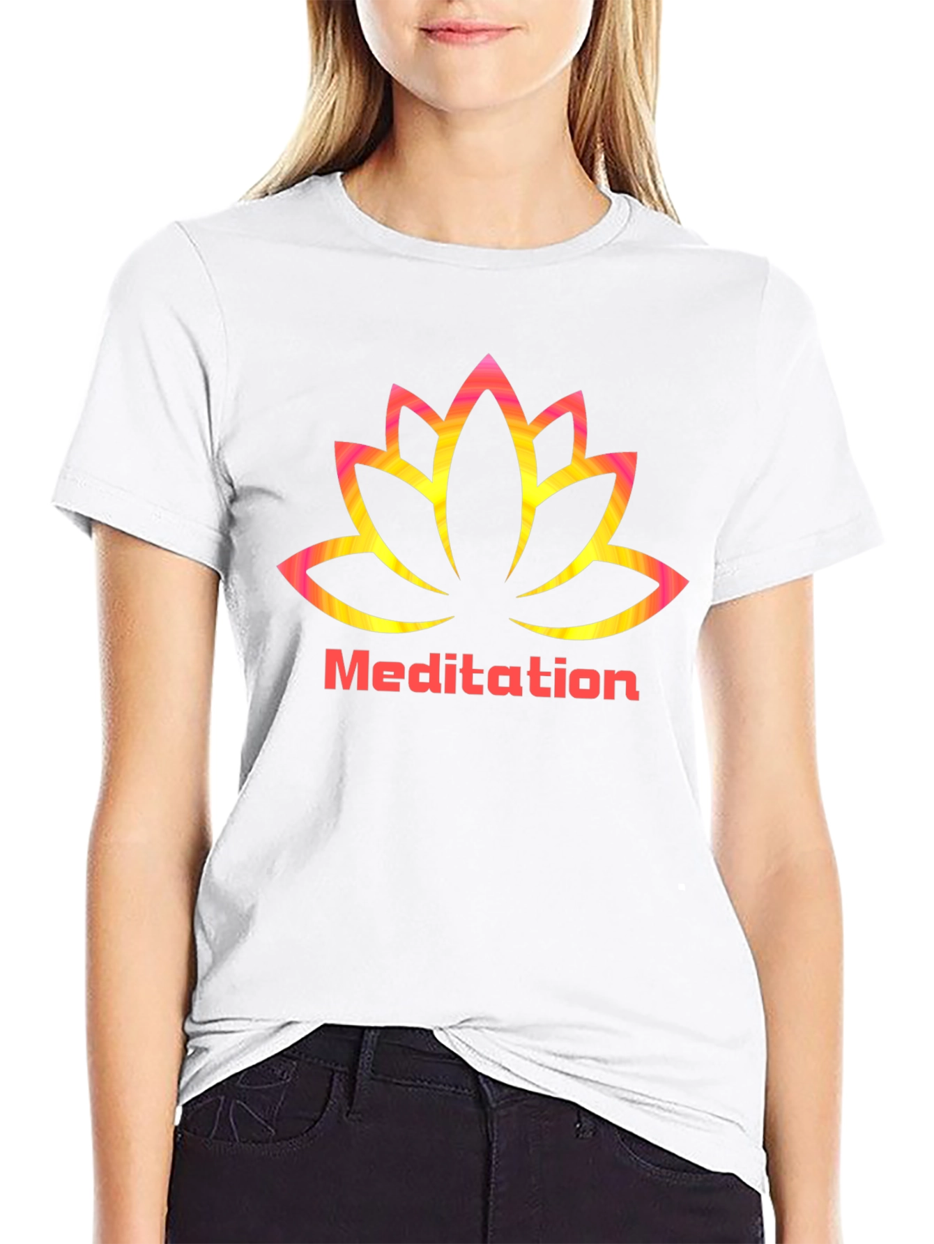 Meditation Lotus Graphic Black T-Shirt