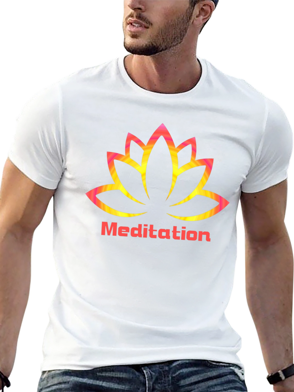 Meditation Lotus Graphic Black T-Shirt