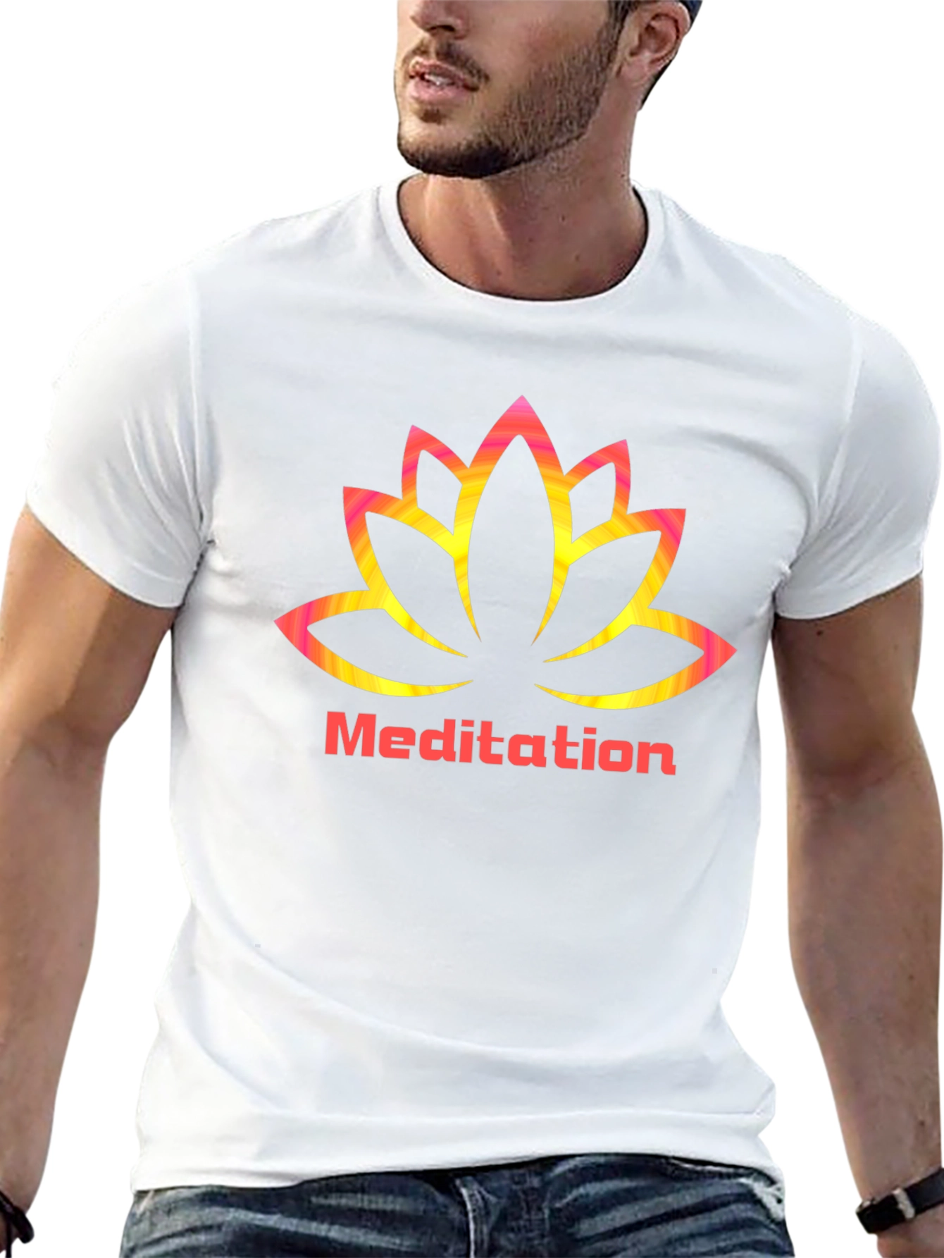 Meditation Lotus Graphic Black T-Shirt