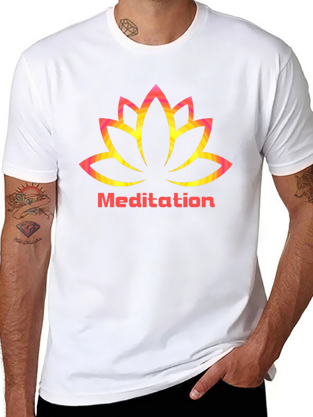 Meditation Lotus Graphic Black T-Shirt