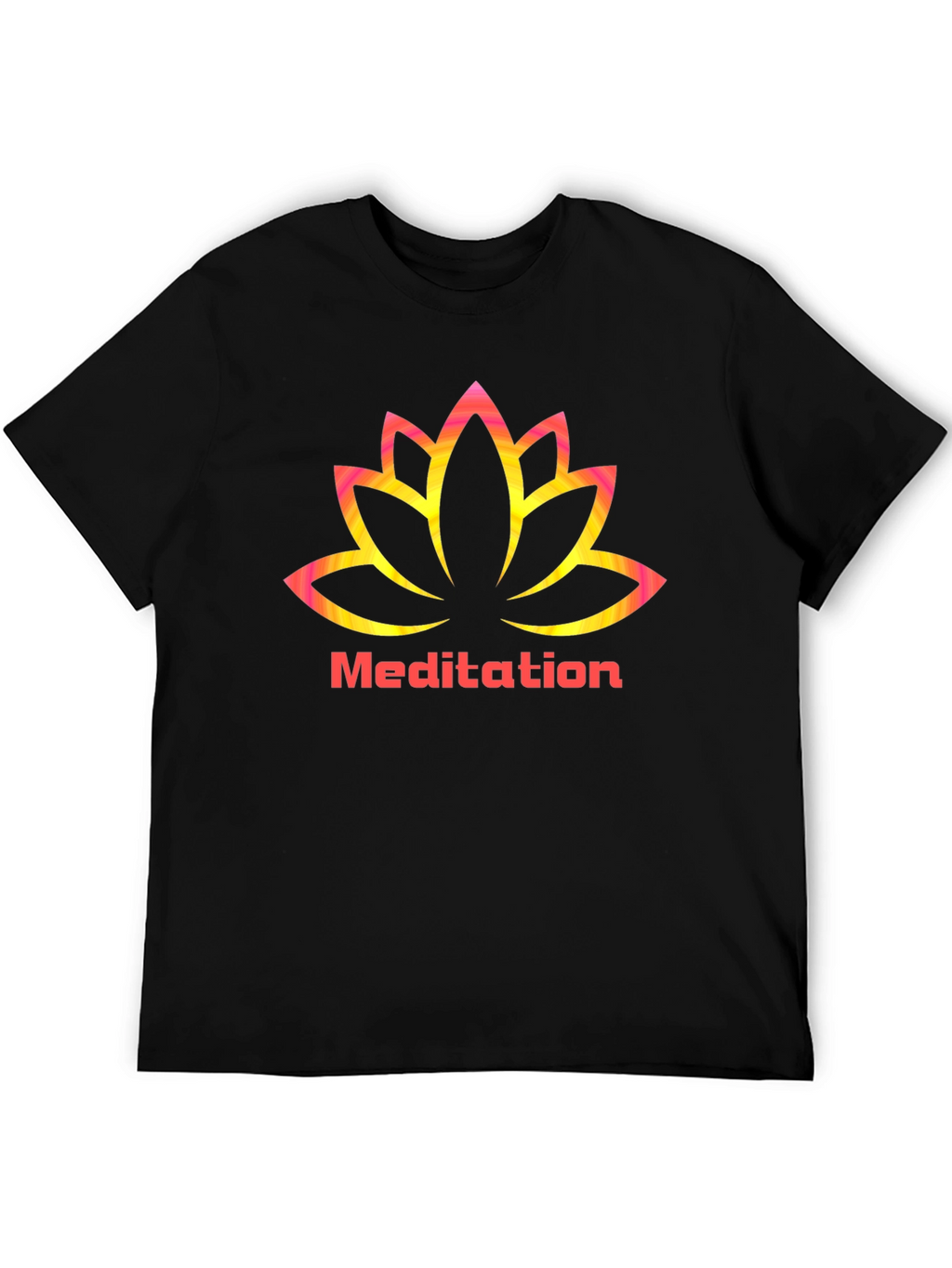 Meditation Lotus Graphic Black T-Shirt