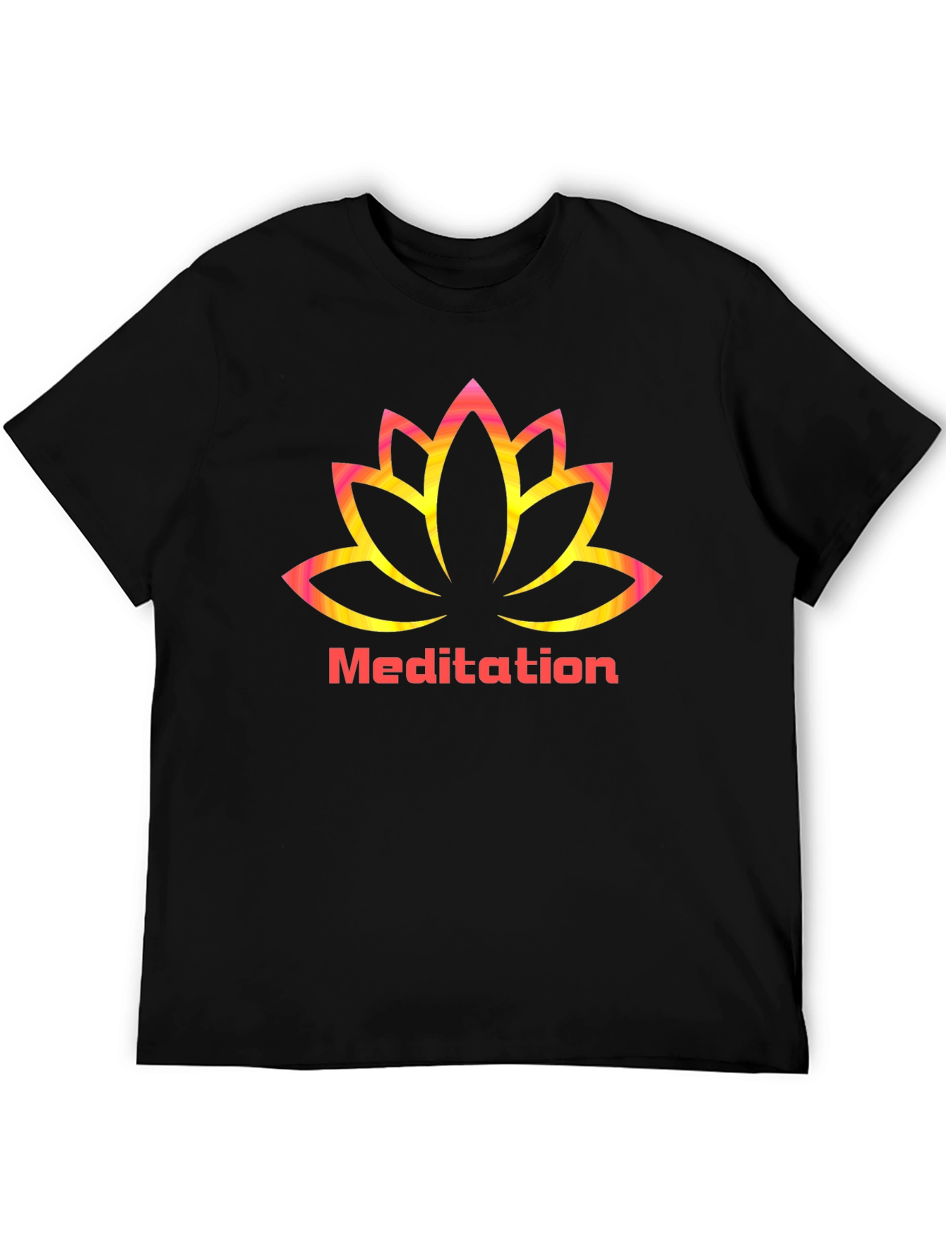 Meditation Lotus Graphic Black T-Shirt