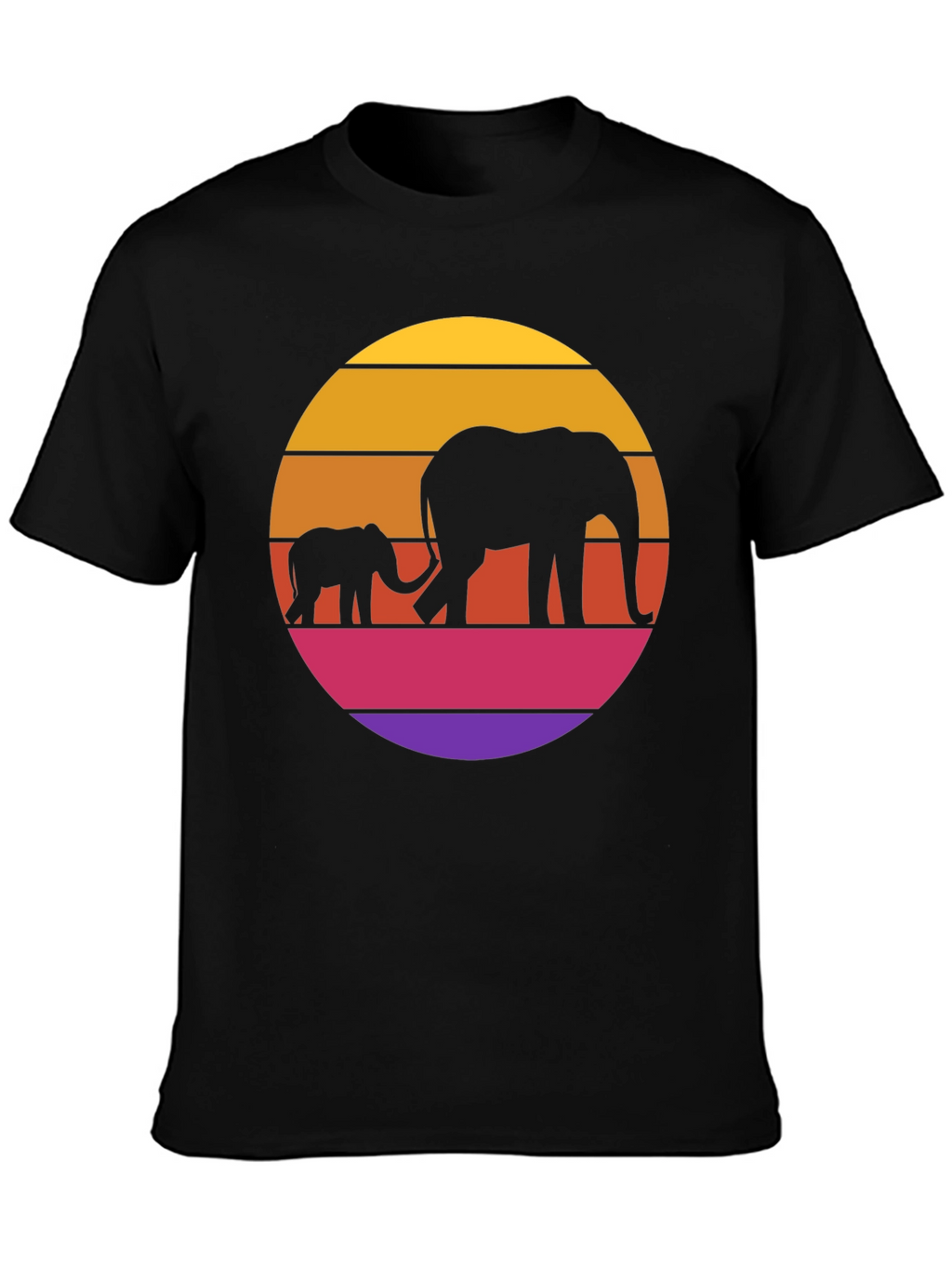 Elephant Sunset Graphic Tee - Black