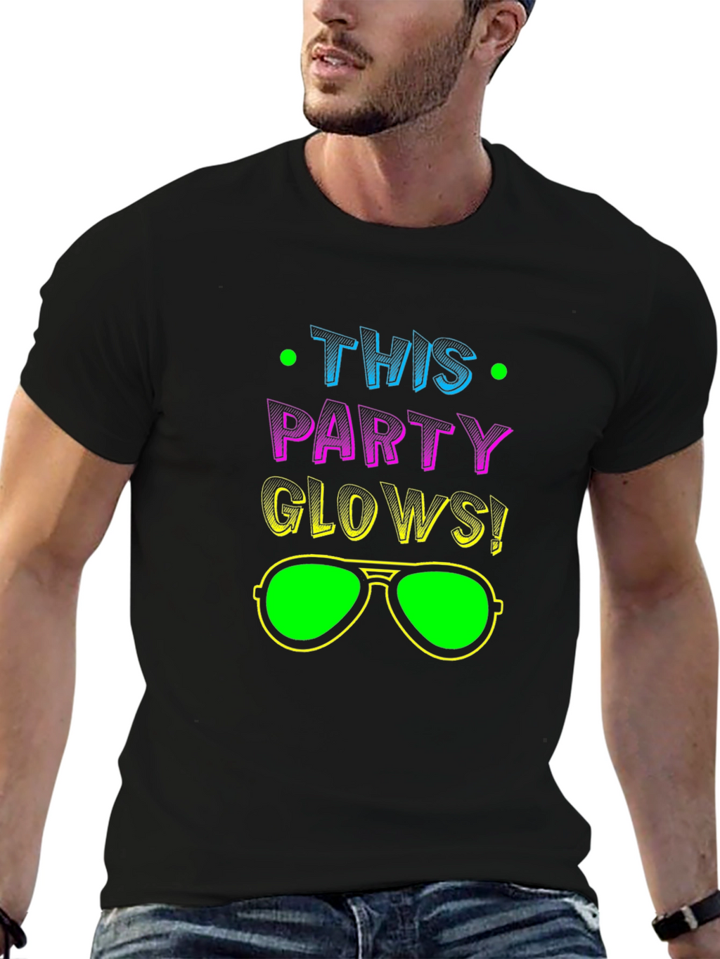 This Party Glows! Black Graphic Tee