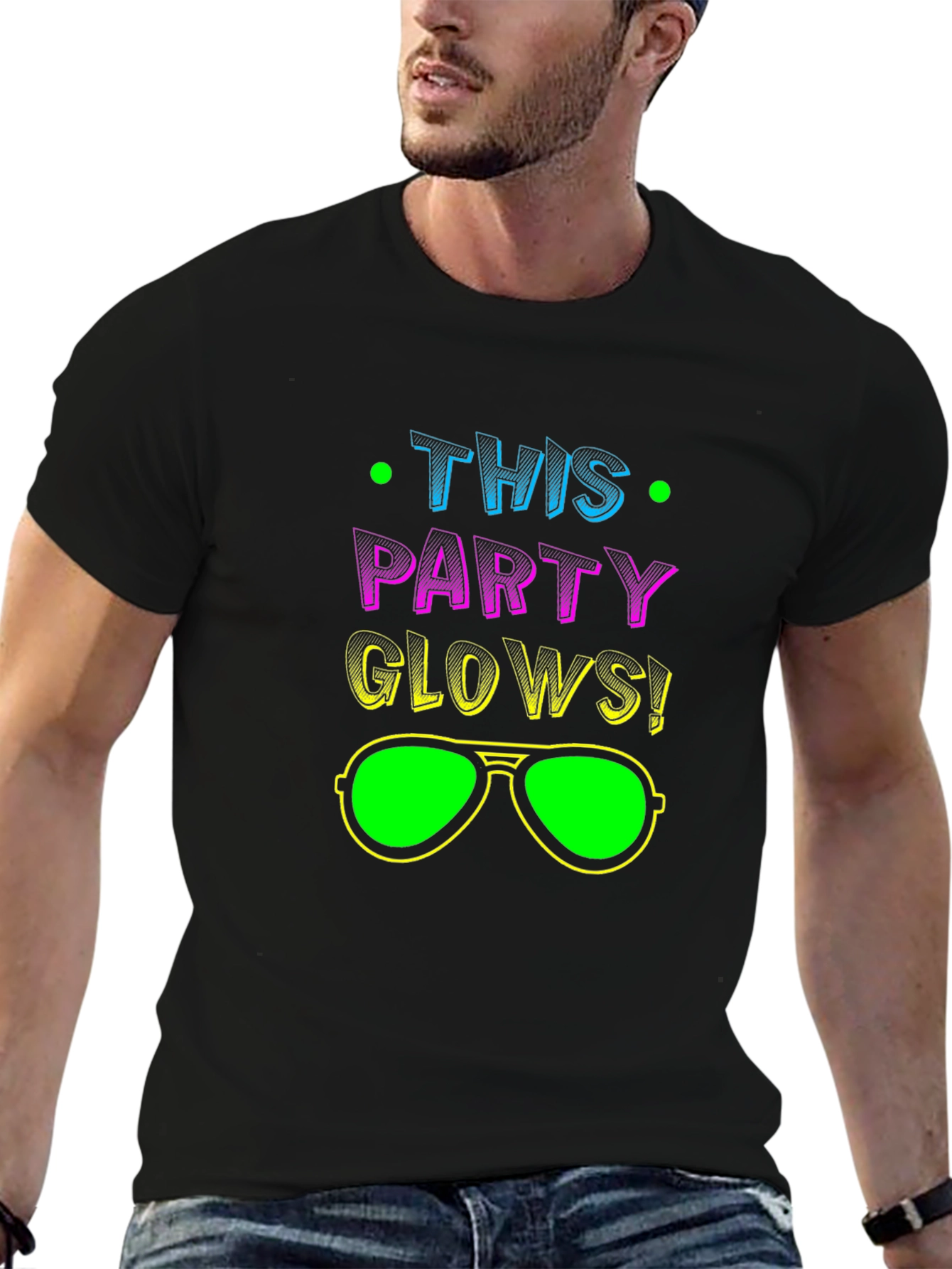 This Party Glows! Black Graphic Tee