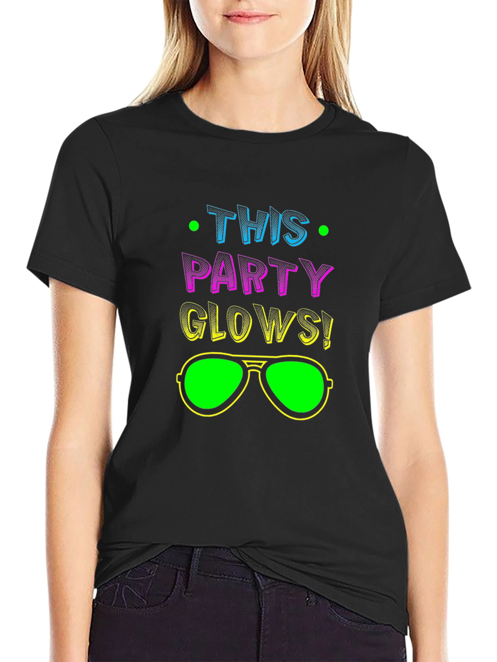 This Party Glows! Black Graphic Tee