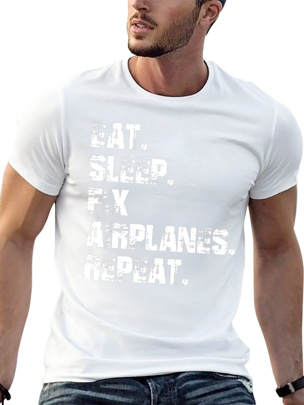 Eat Sleep Fix Airplanes Repeat Black T-Shirt