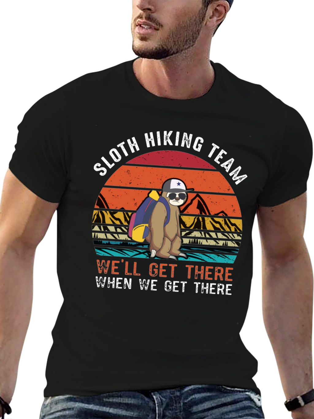 Sloth Hiking Team Black T-Shirt