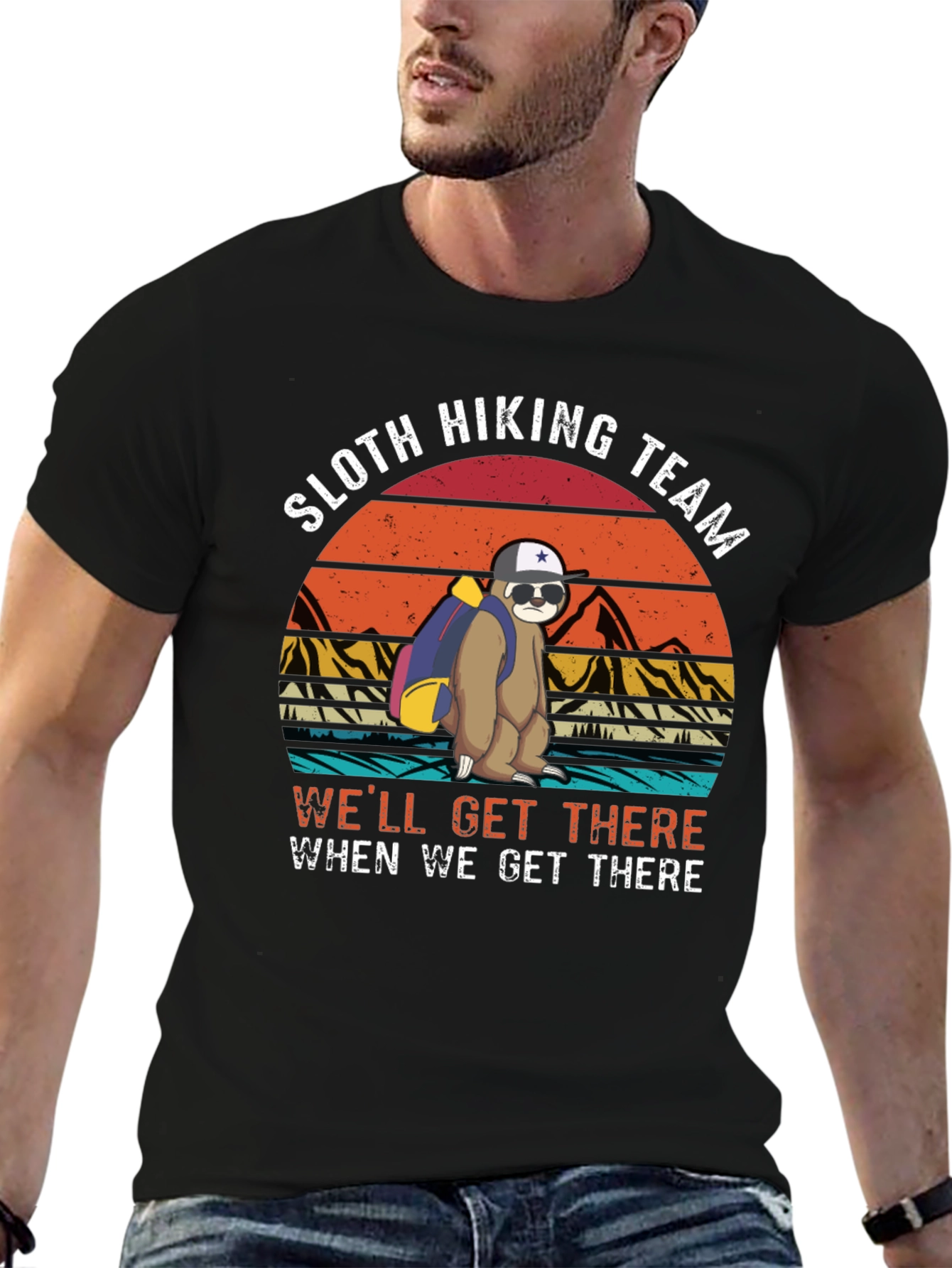 Sloth Hiking Team Black T-Shirt