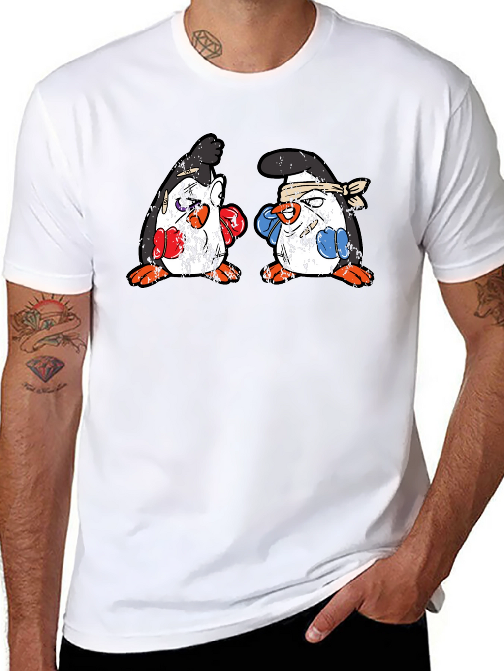 Penguin Boxing T-Shirt - Black Cotton Tee