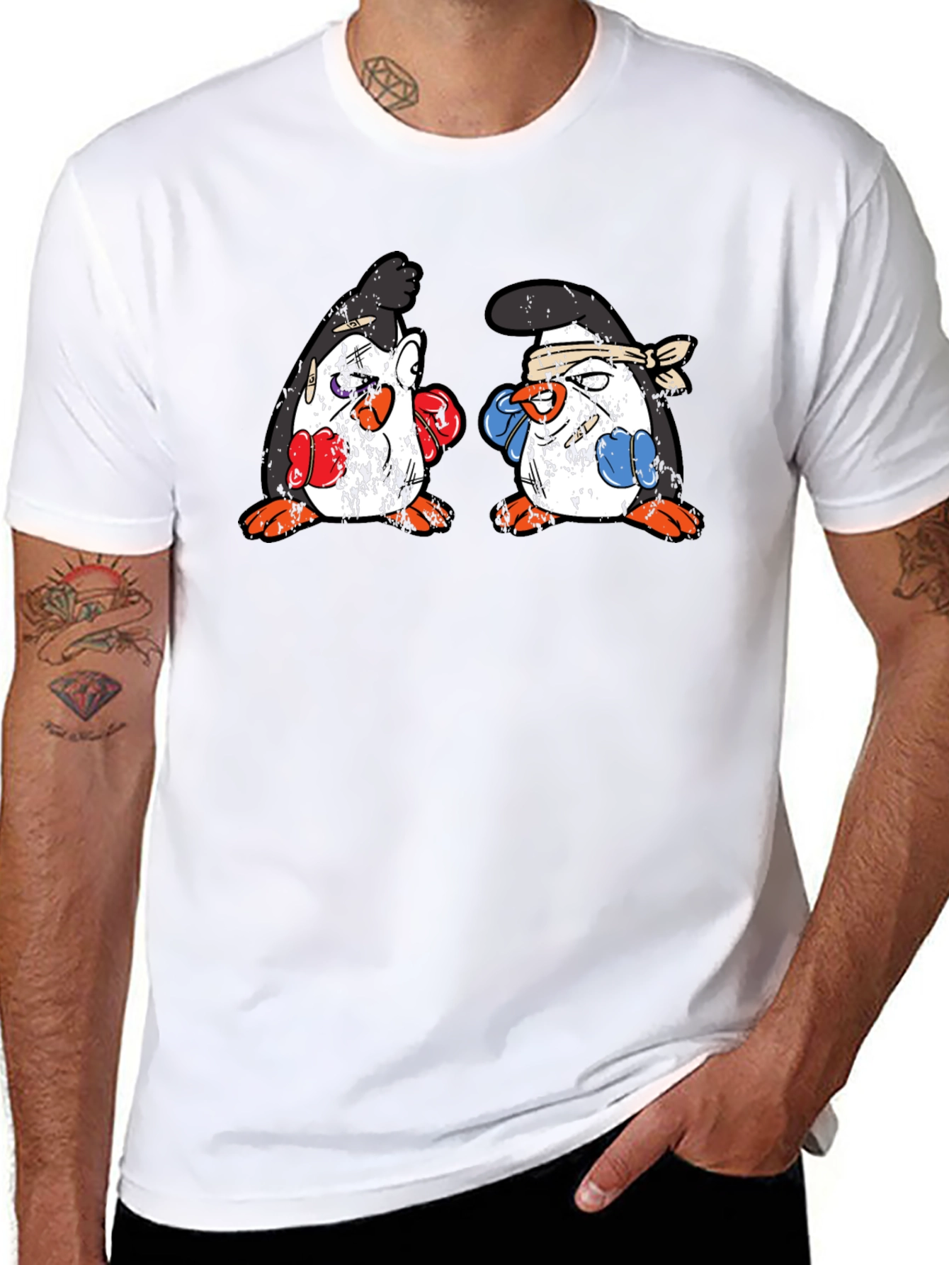 Penguin Boxing T-Shirt - Black Cotton Tee