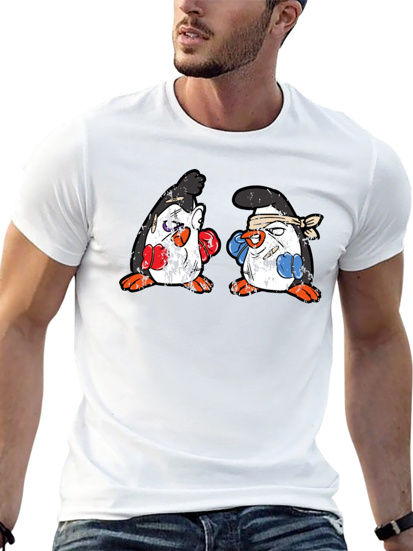 Penguin Boxing T-Shirt - Black Cotton Tee