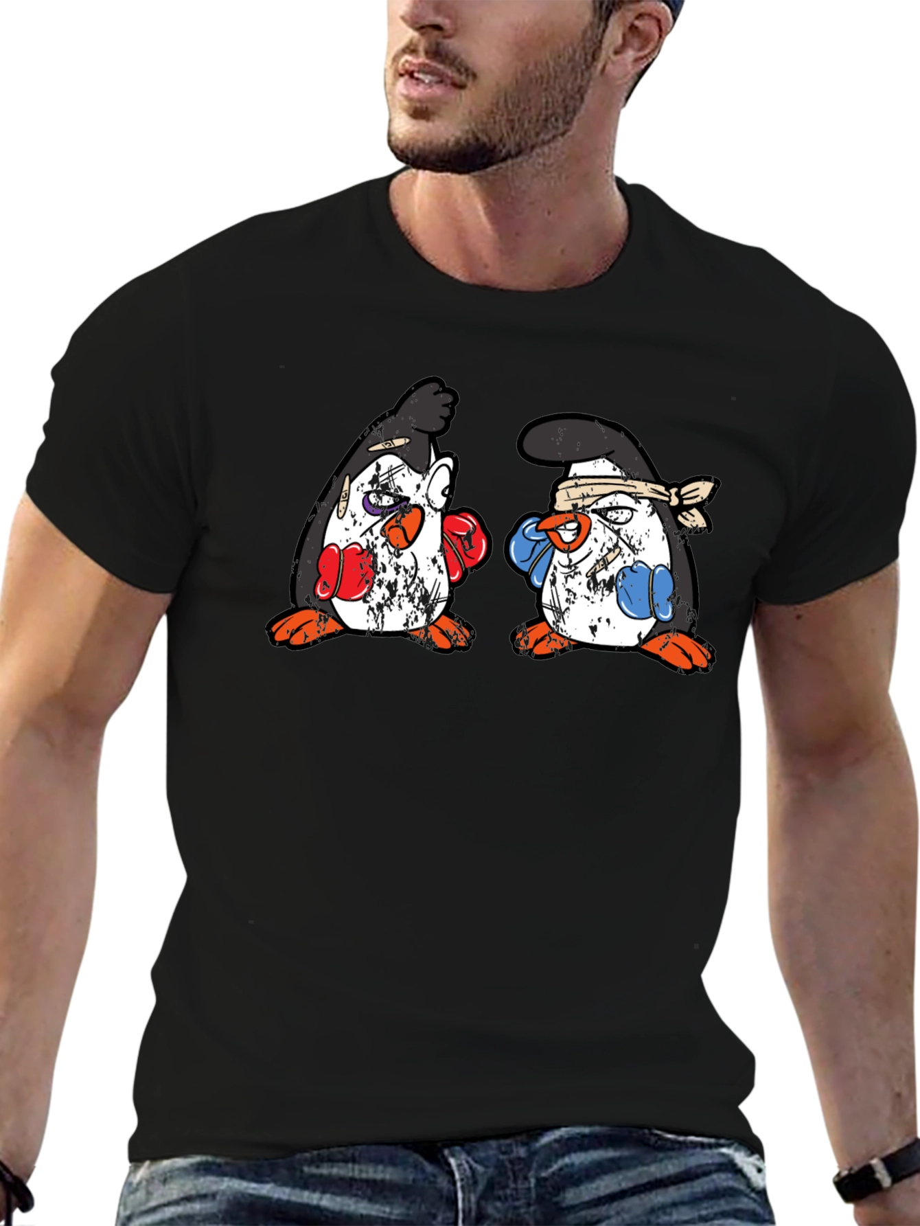 Penguin Boxing T-Shirt - Black Cotton Tee