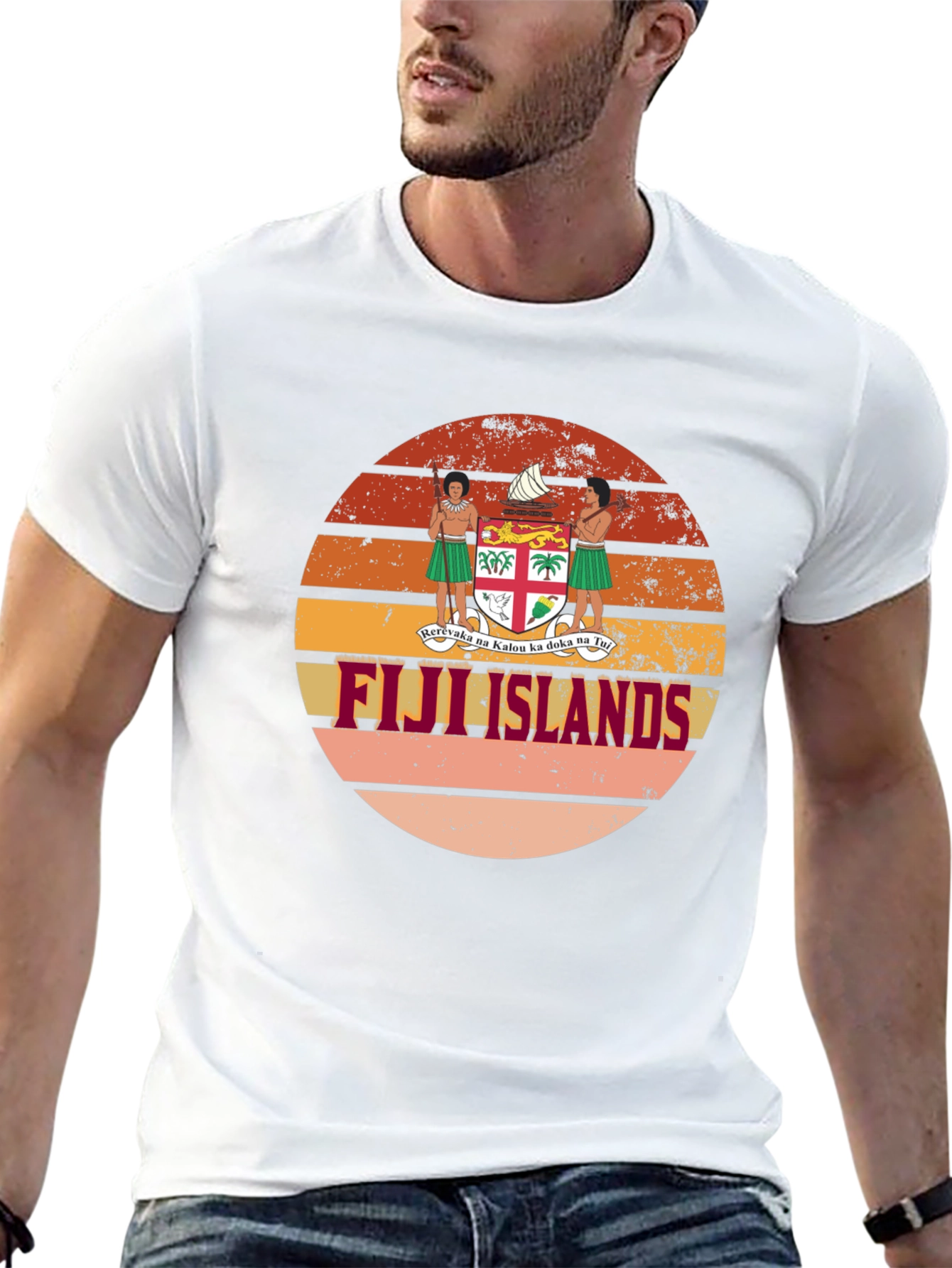 Fiji Islands Retro Sunset Graphic T-Shirt