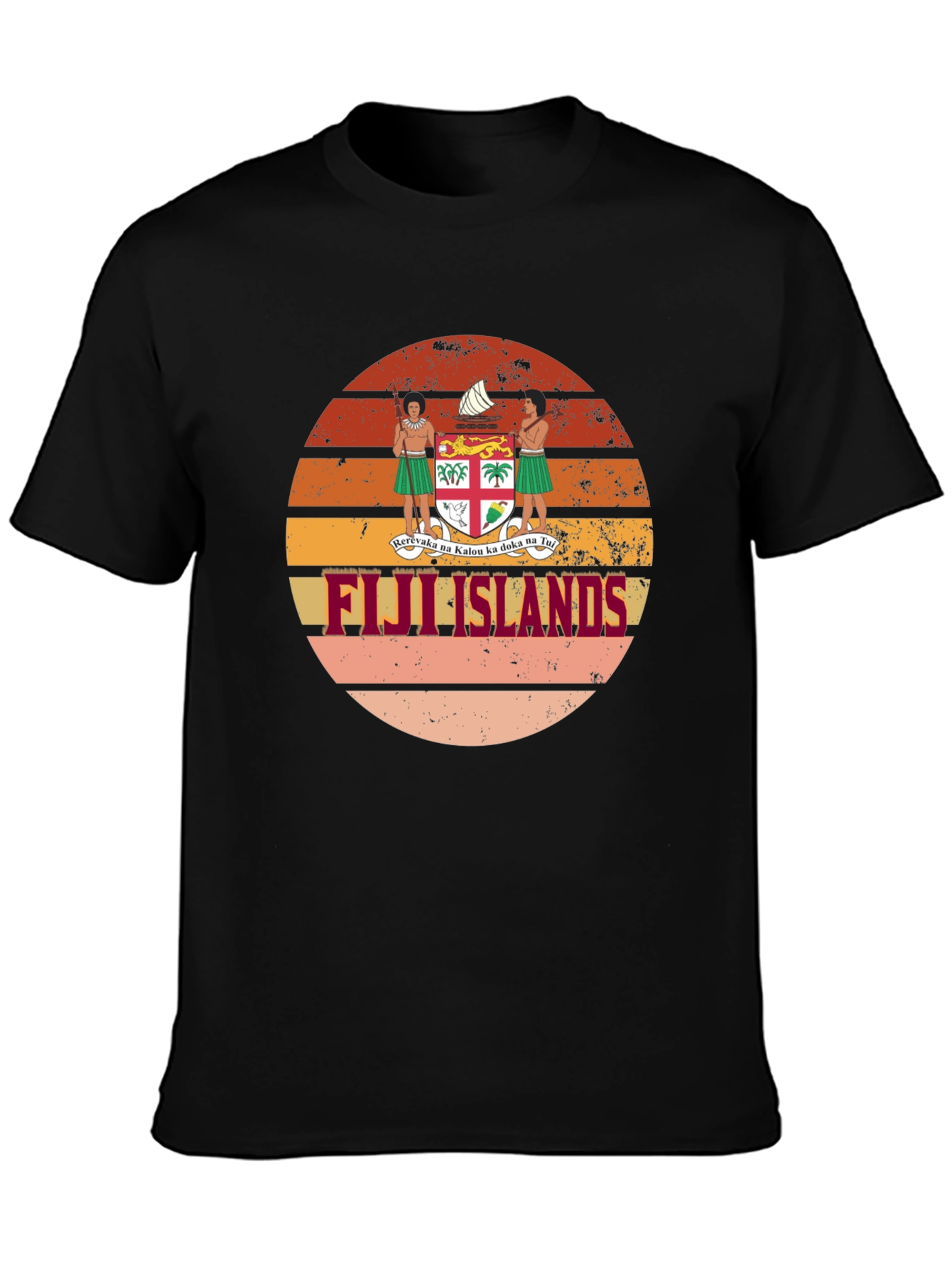 Fiji Islands Retro Sunset Graphic T-Shirt