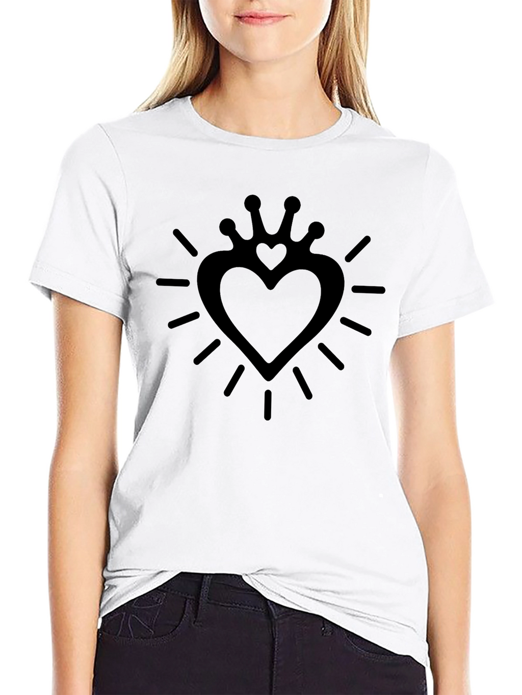 Heart Crown Graphic Black T-Shirt