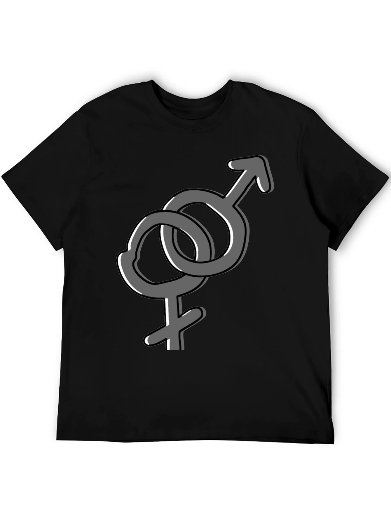 Interlocking Gender Symbol Graphic Tee - Unisex Black T-Shirt
