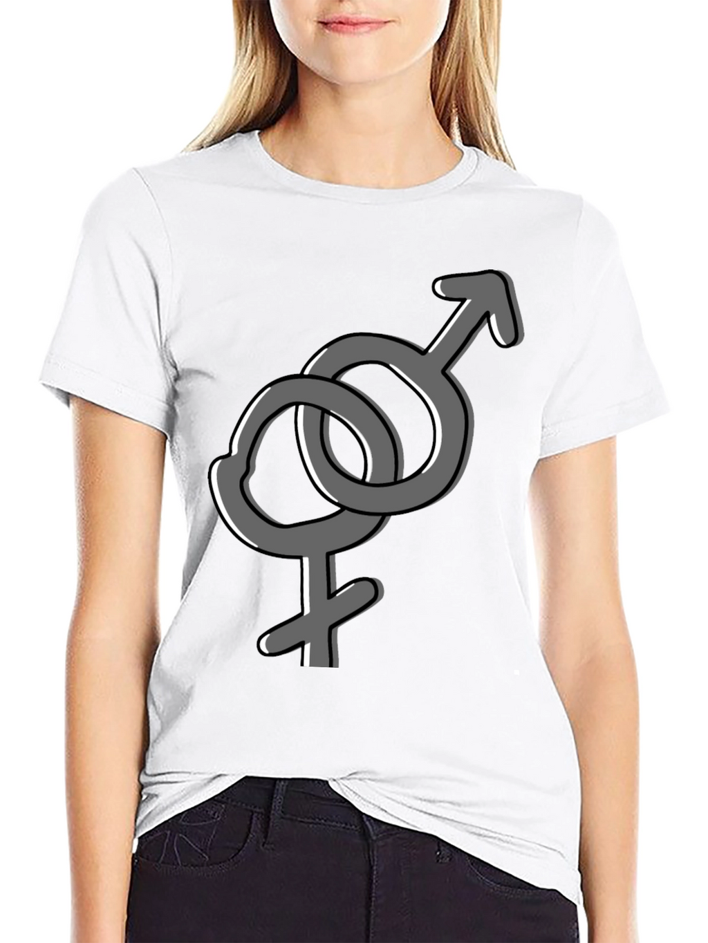 Interlocking Gender Symbol Graphic Tee - Unisex Black T-Shirt