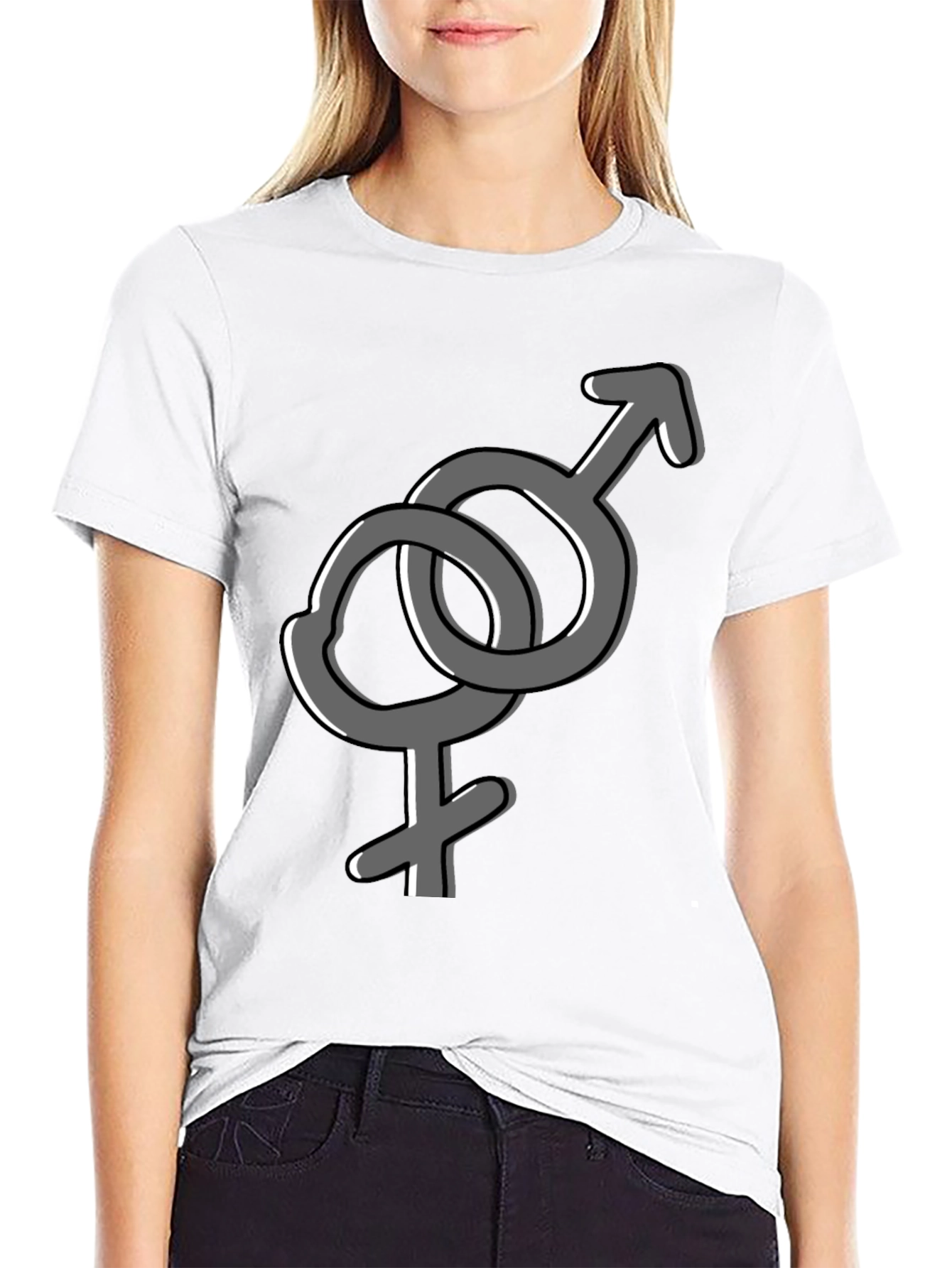 Interlocking Gender Symbol Graphic Tee - Unisex Black T-Shirt
