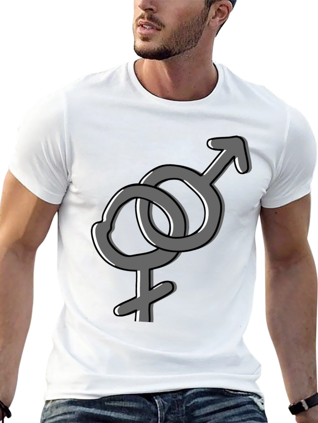 Interlocking Gender Symbol Graphic Tee - Unisex Black T-Shirt
