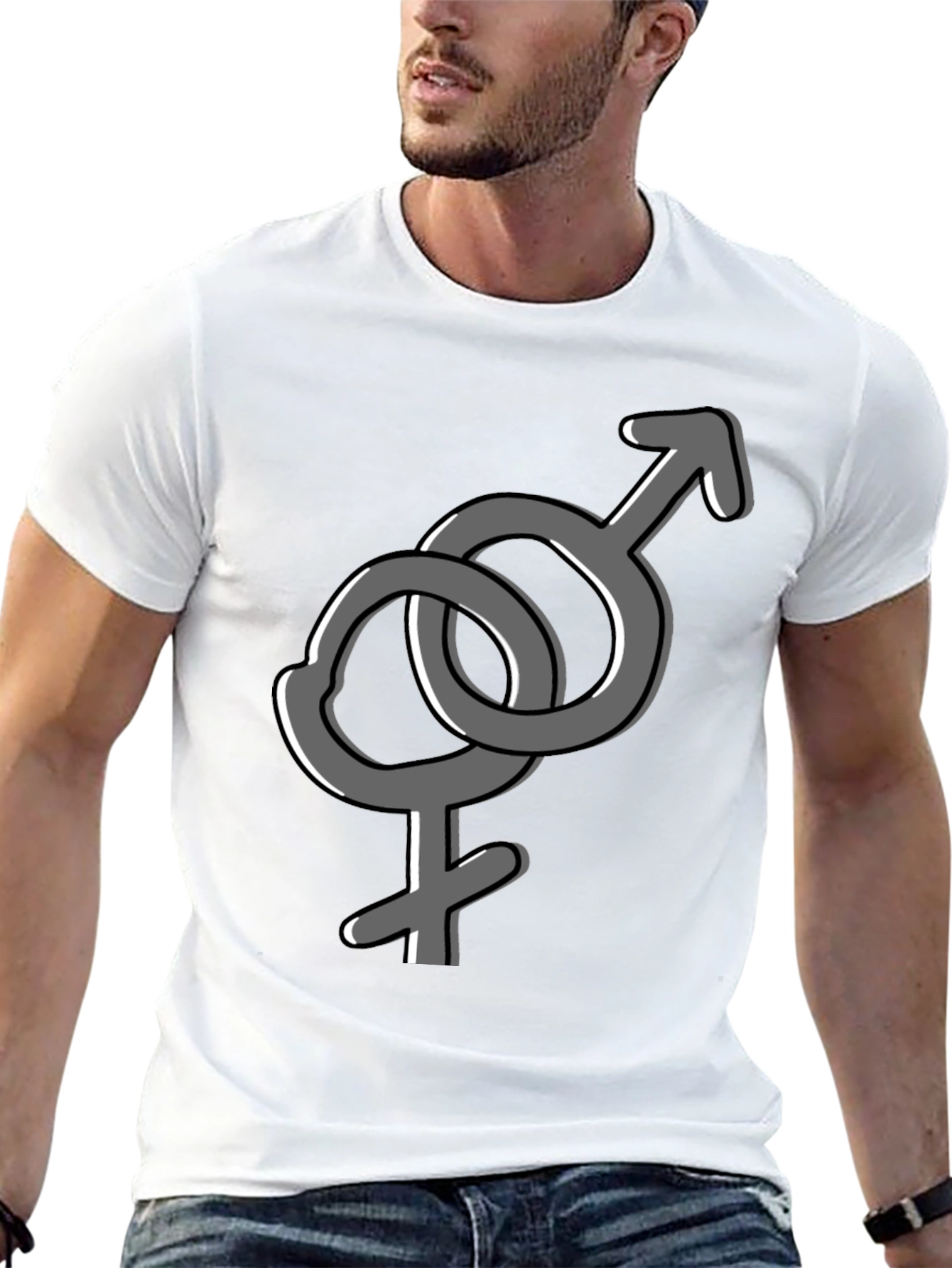 Interlocking Gender Symbol Graphic Tee - Unisex Black T-Shirt