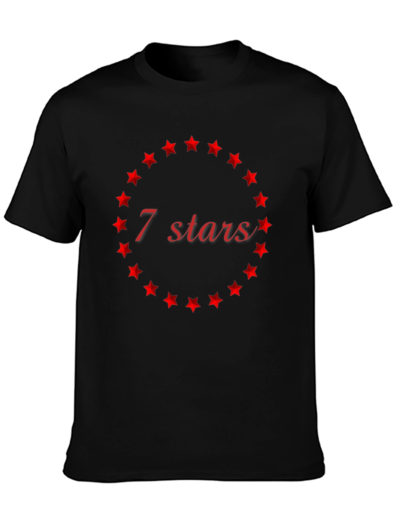 7 Stars Graphic Tee - Stylish Mens Black T-Shirt