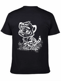 Cute Tiger Cub Graphic Tee - Black Cotton Blend